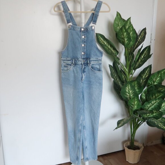 Free People Light Wash Denim Jumpsuit Jean Overalls Casual Boho Size 29 - Picture 2 of 8